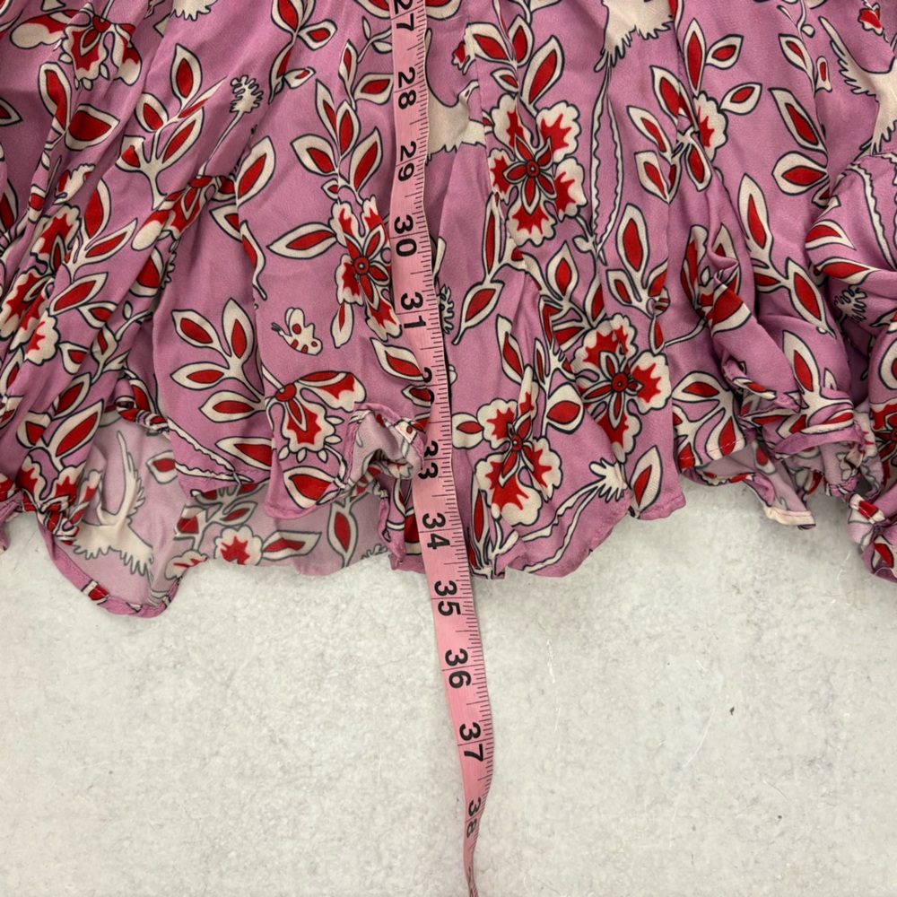 RHODE || Caroline High Neck Mini Dress Eden Floral Birds Pink Large - Picture 7 of 8